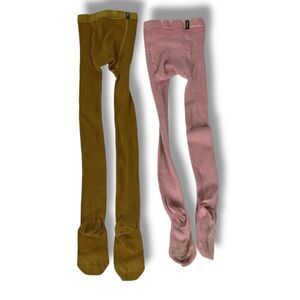 Collegien Girls Footed Tights size 7/8 Bundle Pink Sparkle Mustard